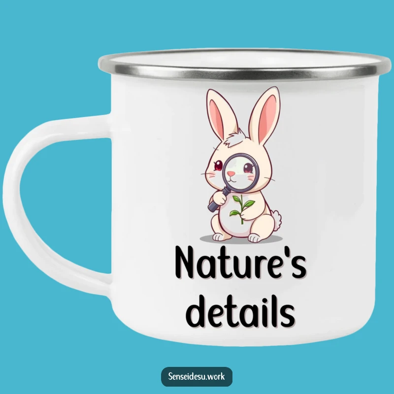 Funny Rabbit Explorer Camping Mug: Curious Mug for Outdoors & Humorous Gift