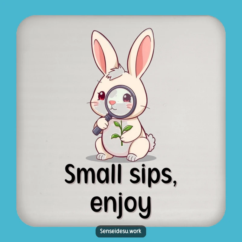Funny Rabbit Explorer Coaster: Curious Decor for Tables & Humorous Gift