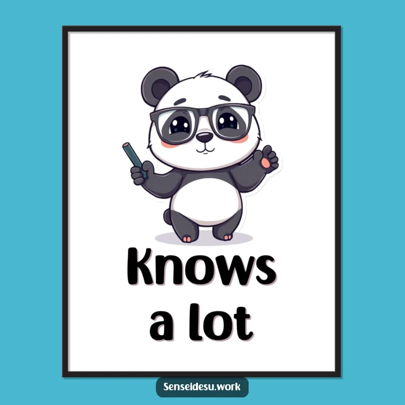 Funny Panda Professor Poster: Smart Character Art for a Humorous Gift