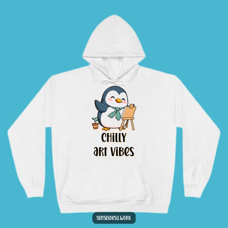 Funny Penguin Artist Hoodie: Cozy Up with a Dapper Bird Creating Art