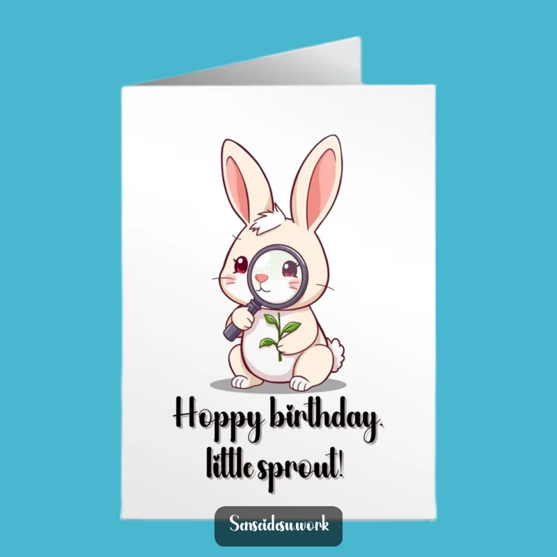 Free Printable Birthday Card: Rabbit's Growth Funny Downloadable Gift for Gardeners
