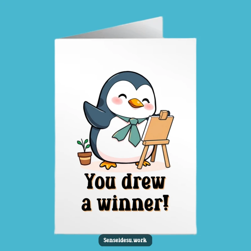 Free Printable Penguin Congrats Card: Artist Penguin - Humorous Downloadable Achievement!