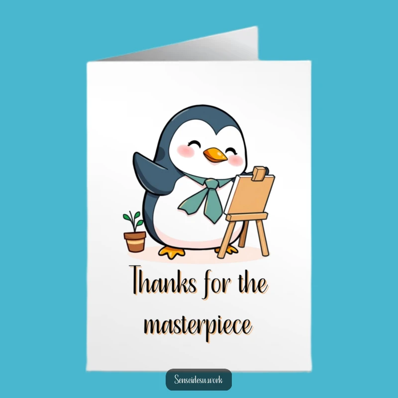 Free Printable Penguin Thank You Card: Artist Penguin - Witty Downloadable Gratitude!
