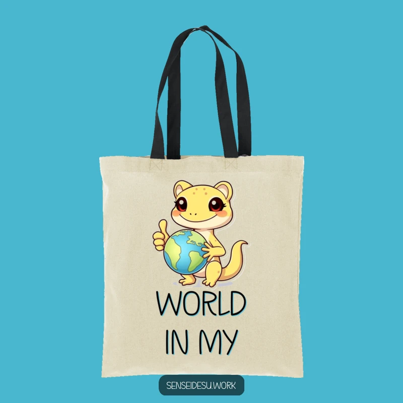 Funny Gecko Globe Tote Bag: Explorer Bag for Travel & Humorous Gift